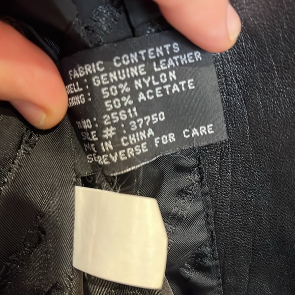 Vintage Women's Black Leather Jones New York Coat Jacket Blazer size lagre - Picture 7 of 11